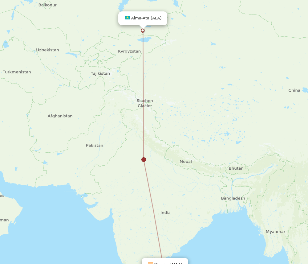 MAA-ALA flight routes