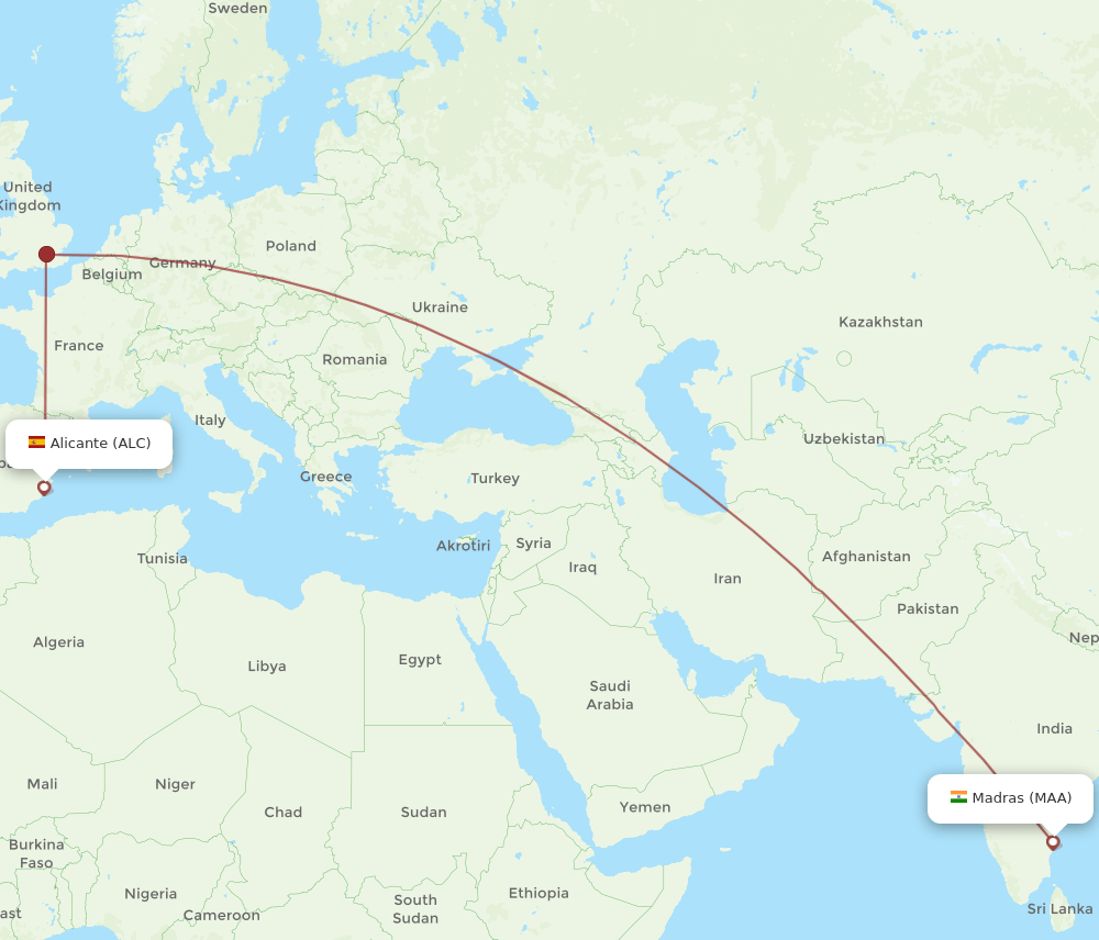 MAA-ALC flight routes