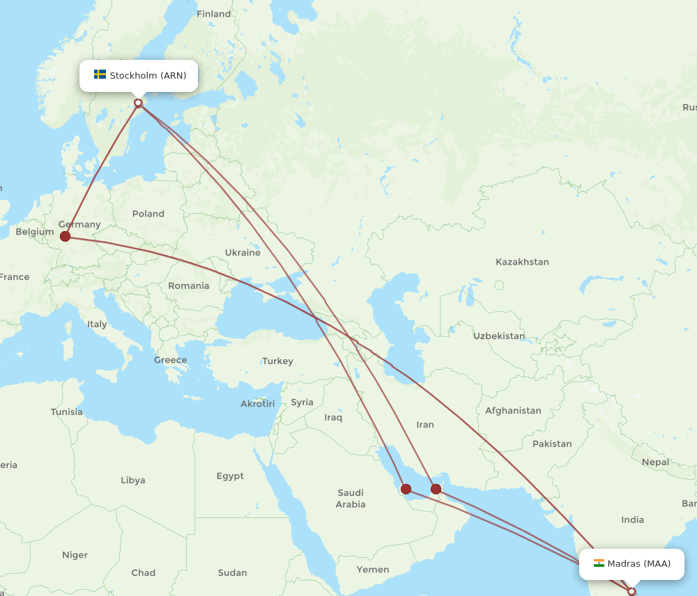 MAA-ARN flight routes