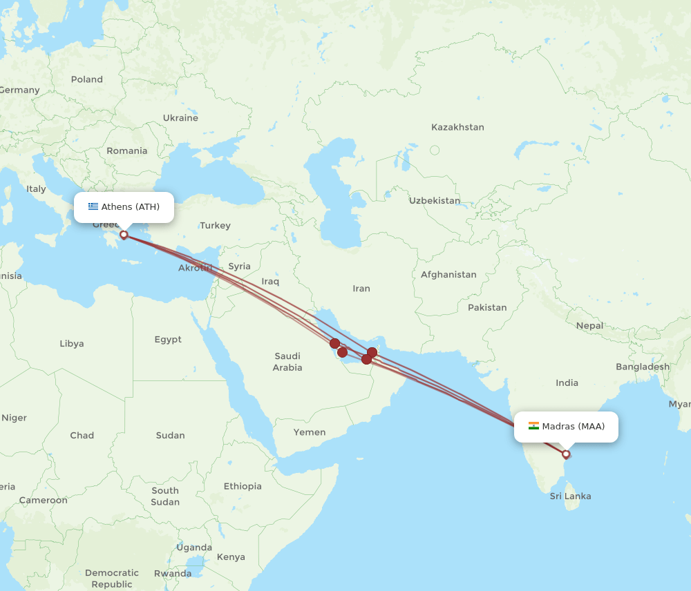 MAA-ATH flight routes