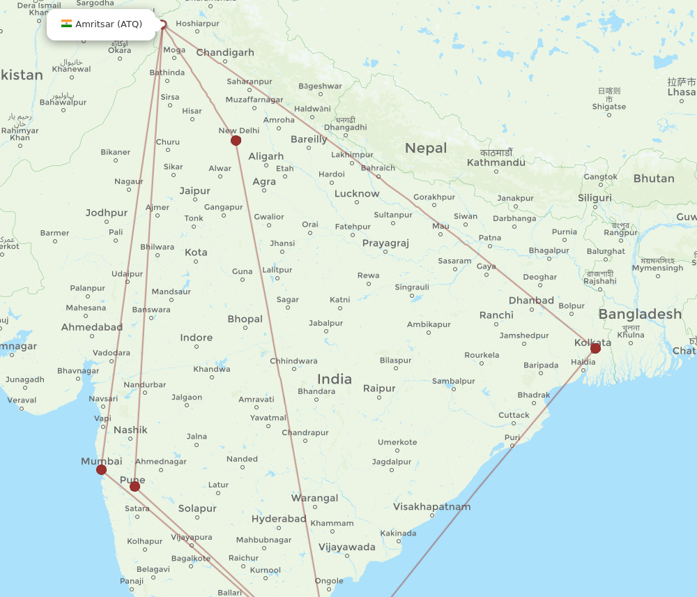 MAA to ATQ flights and routes map
