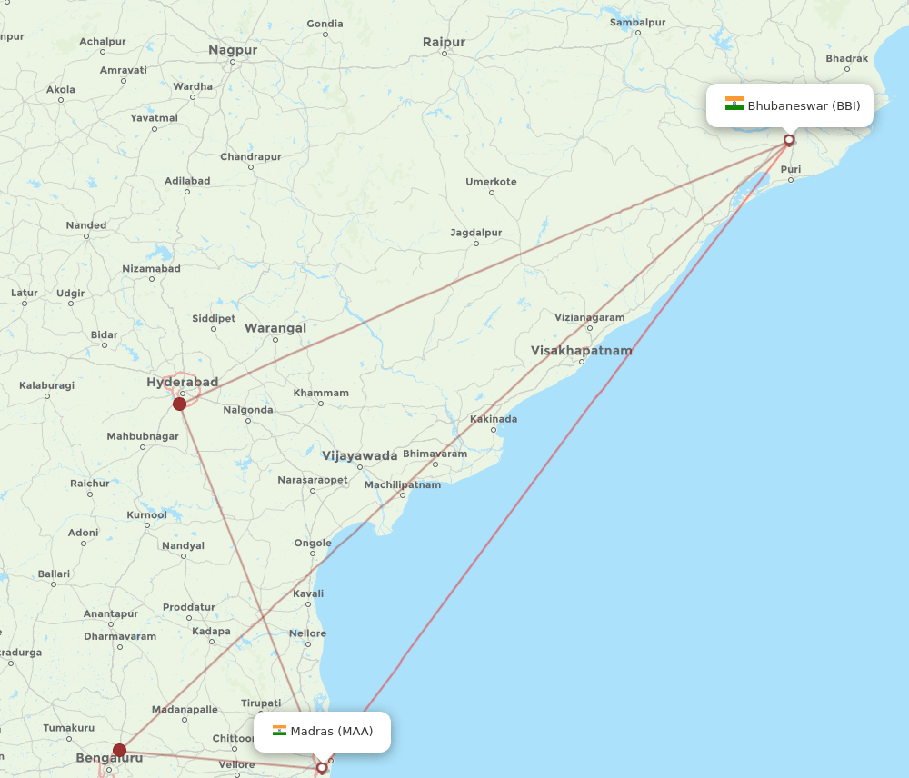 MAA-BBI flight routes