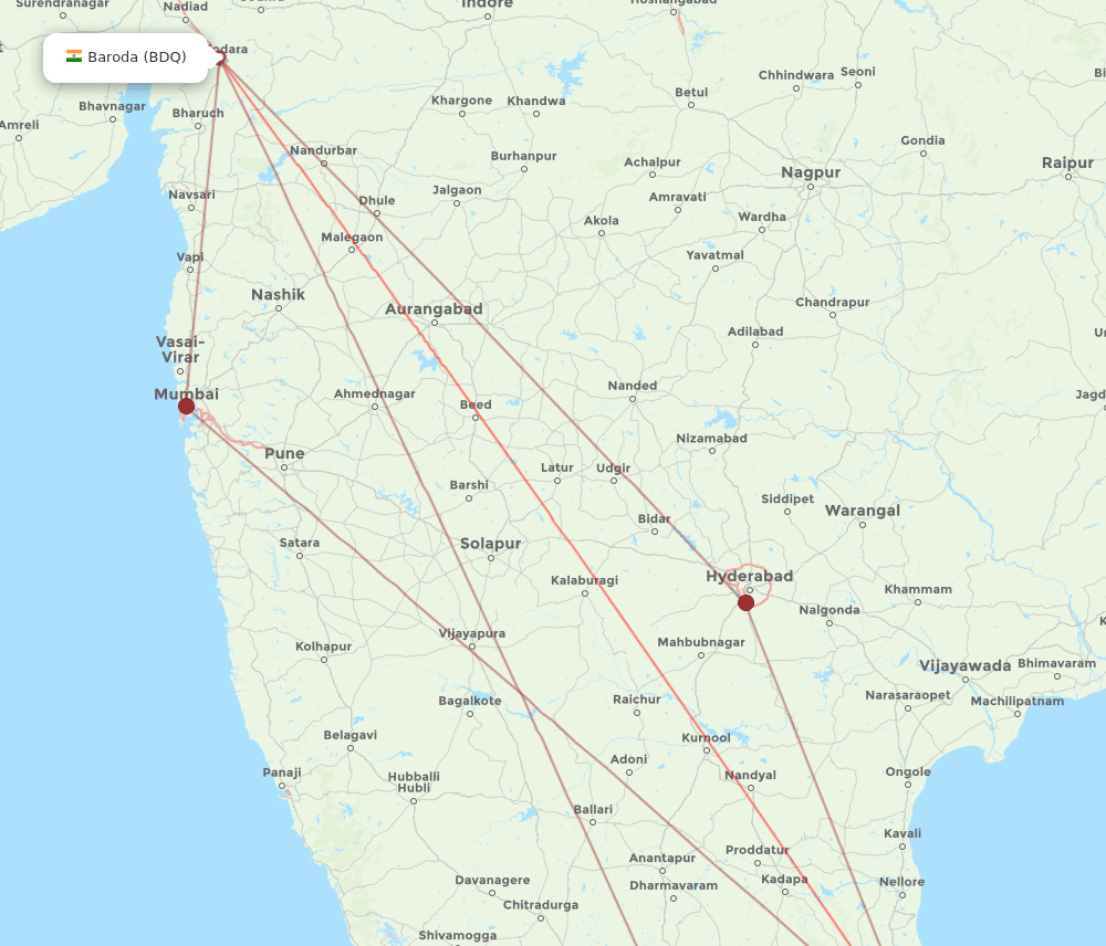 MAA-BDQ flight routes