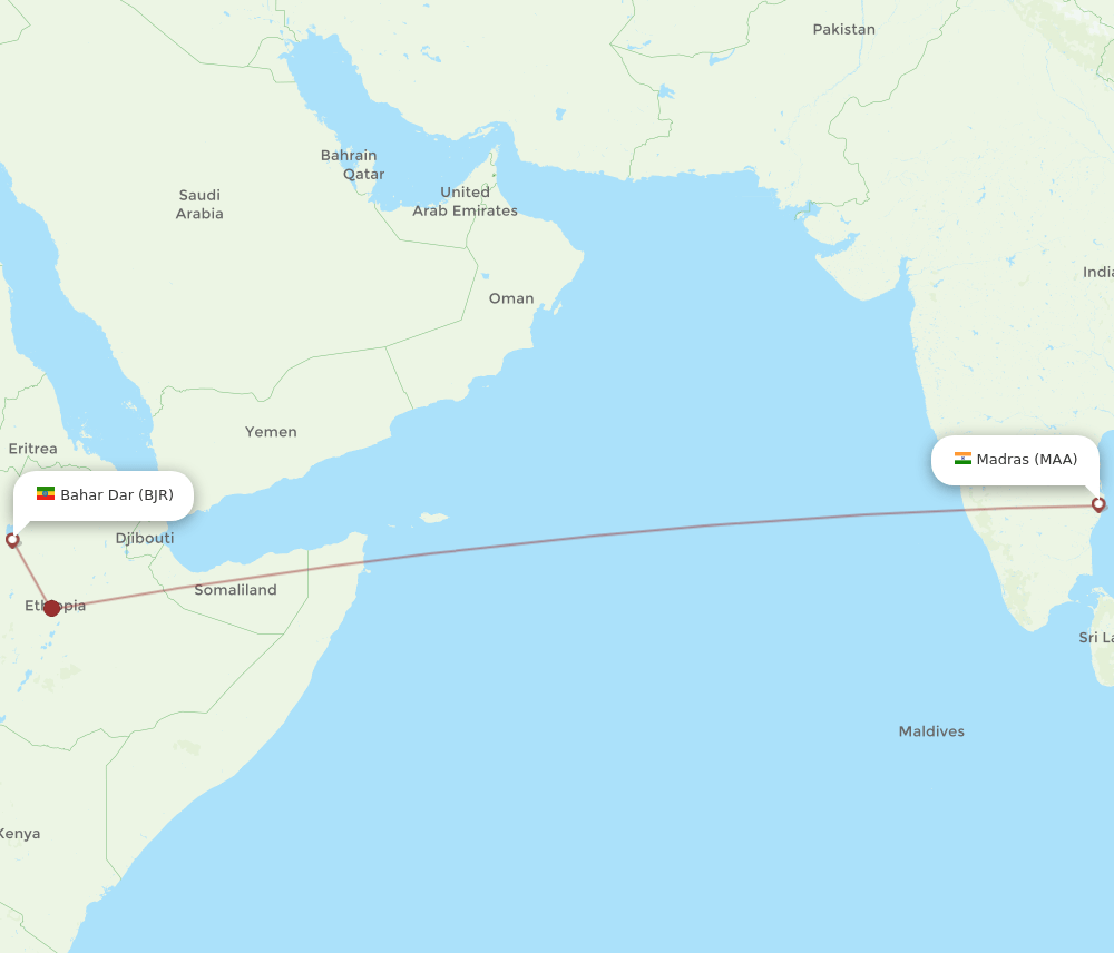 MAA-BJR flight routes