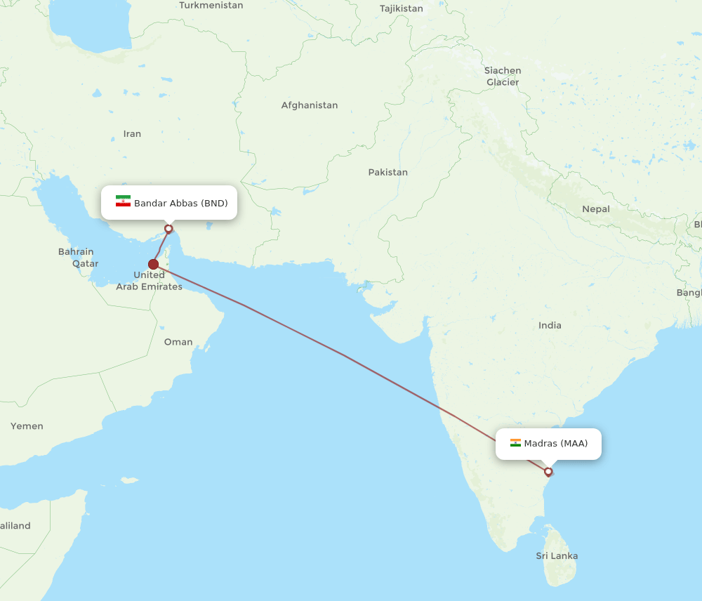 MAA-BND flight routes