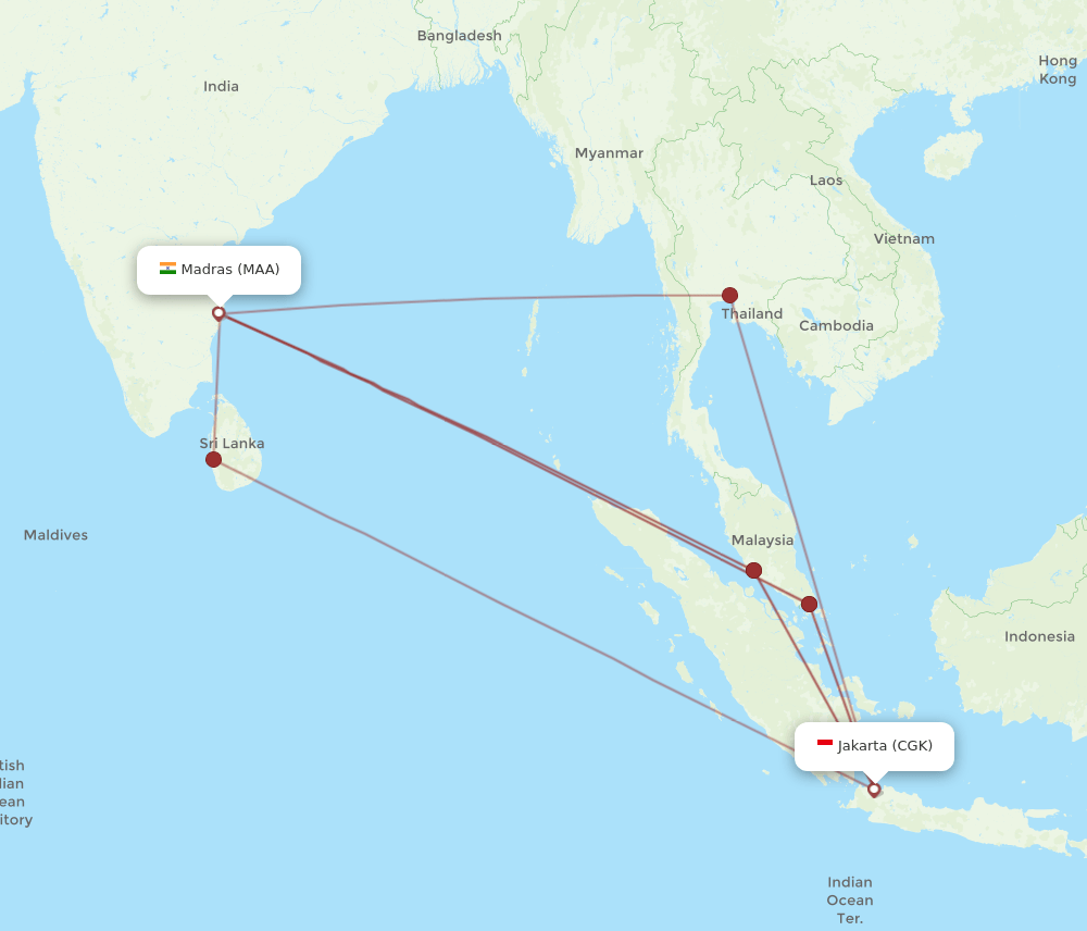 MAA to CGK flights and routes map