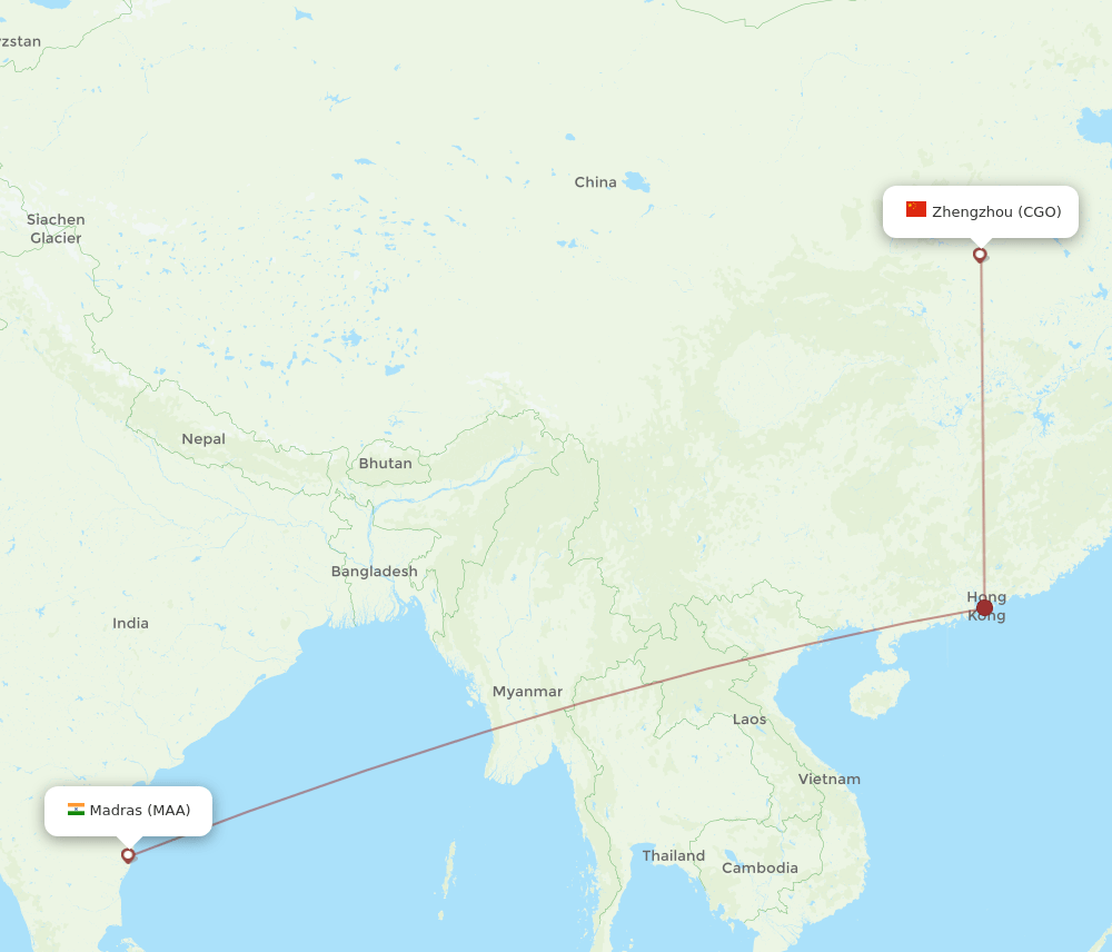 MAA-CGO flight routes