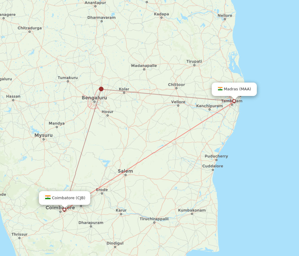 MAA to CJB flights and routes map