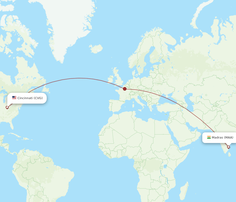 MAA-CVG flight routes