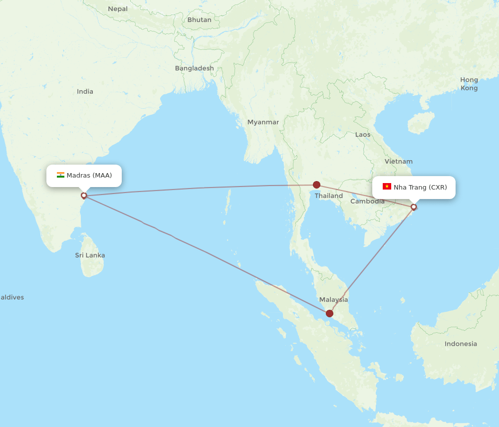 MAA-CXR flight routes