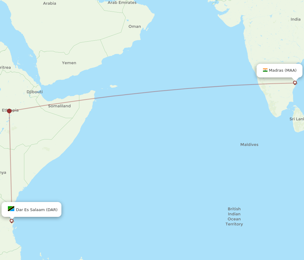 MAA-DAR flight routes