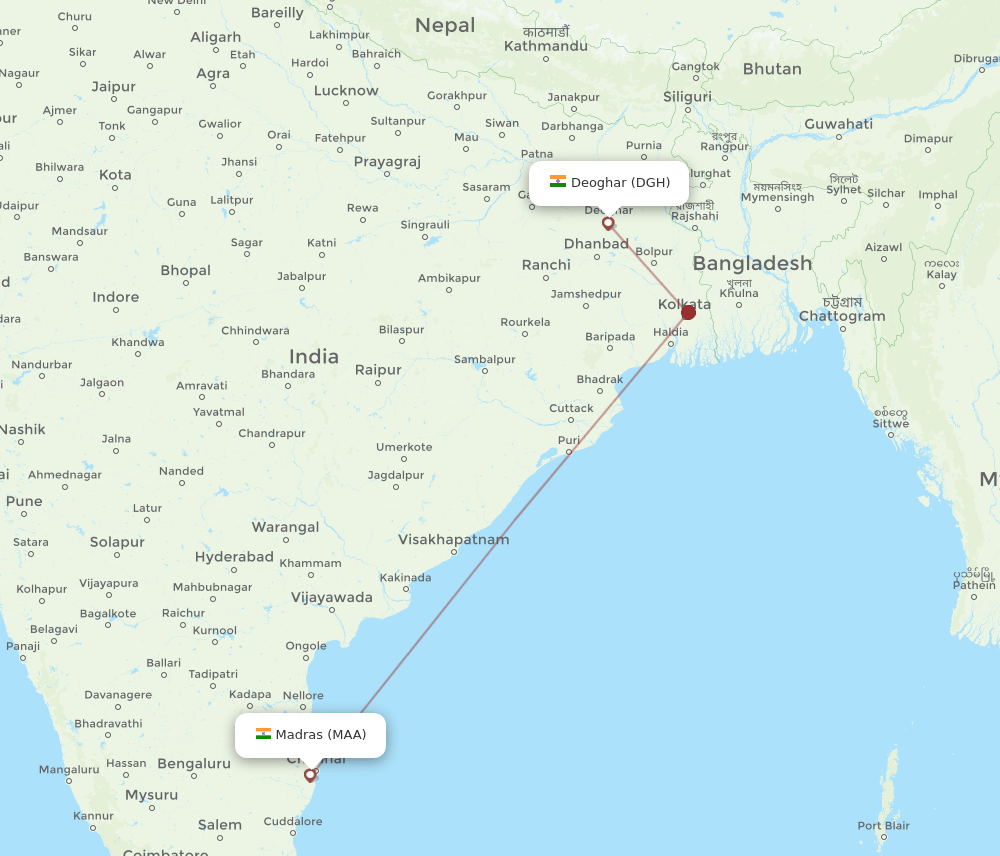 MAA to DGH flights and routes map