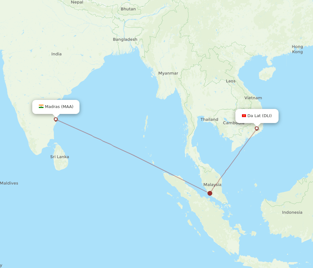 MAA-DLI flight routes