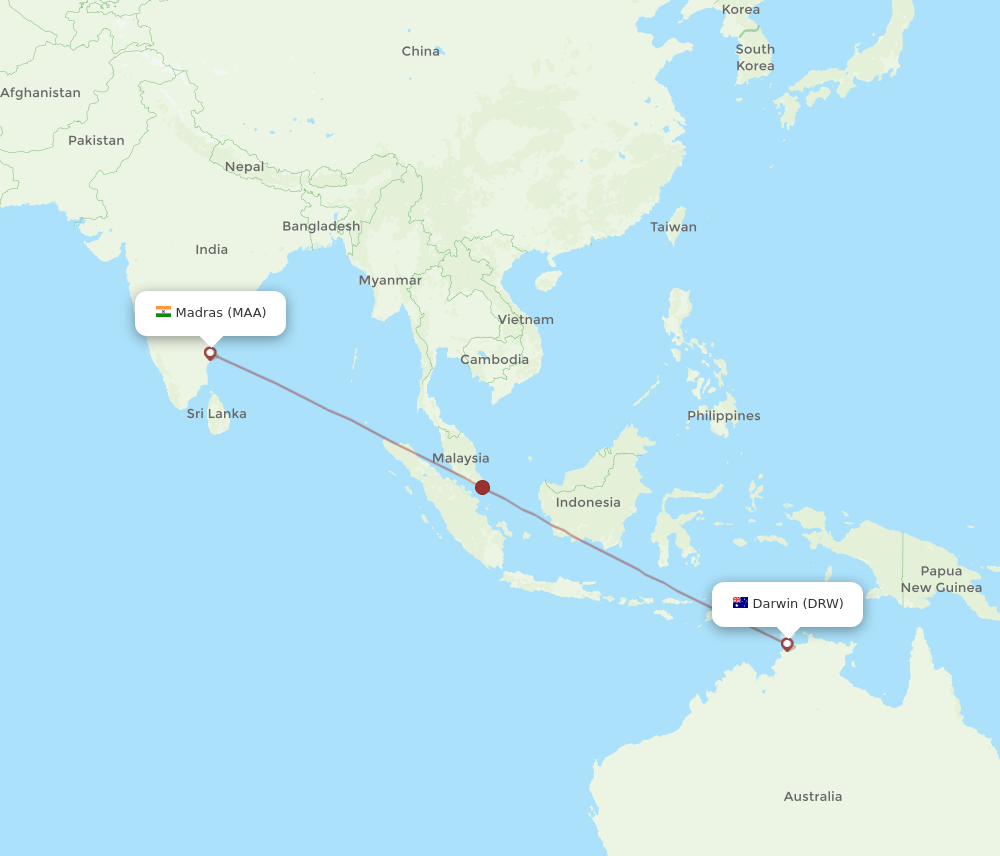 MAA-DRW flight routes