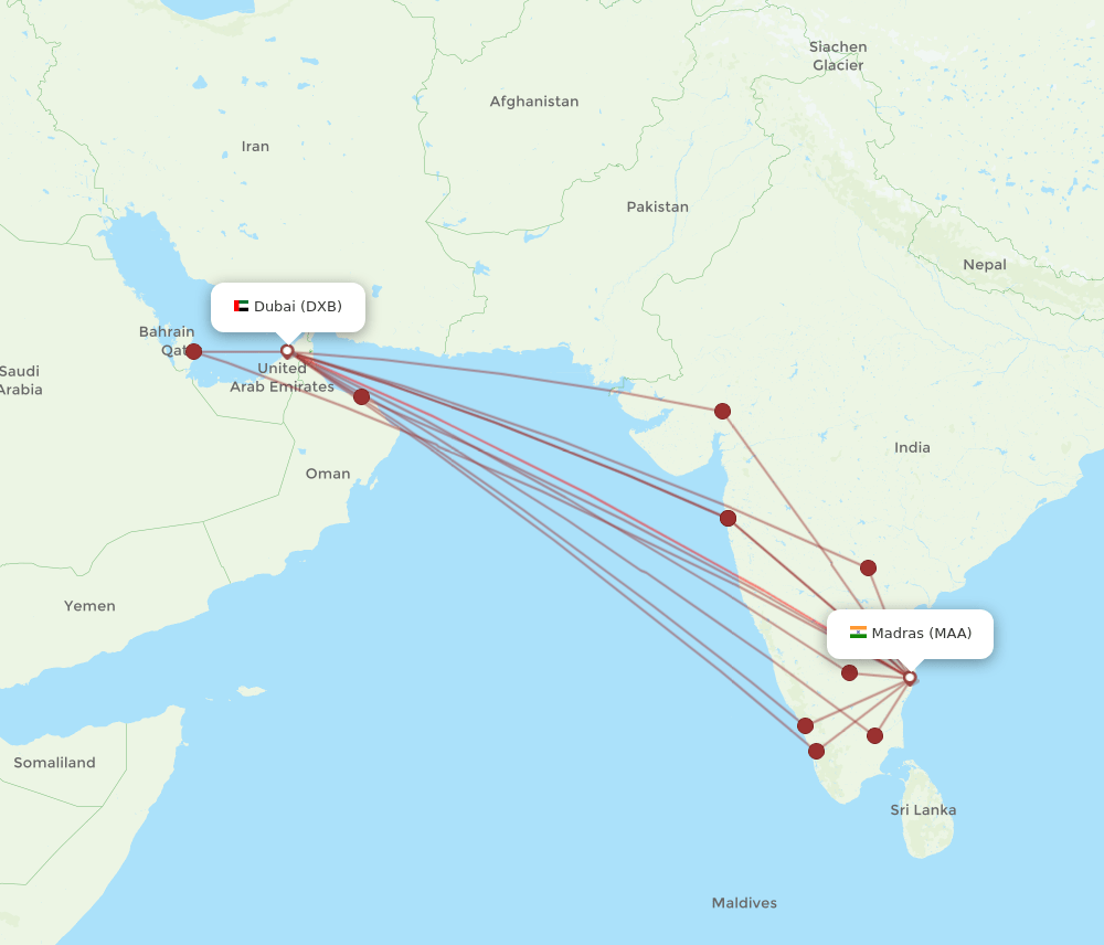 MAA-DXB flight routes