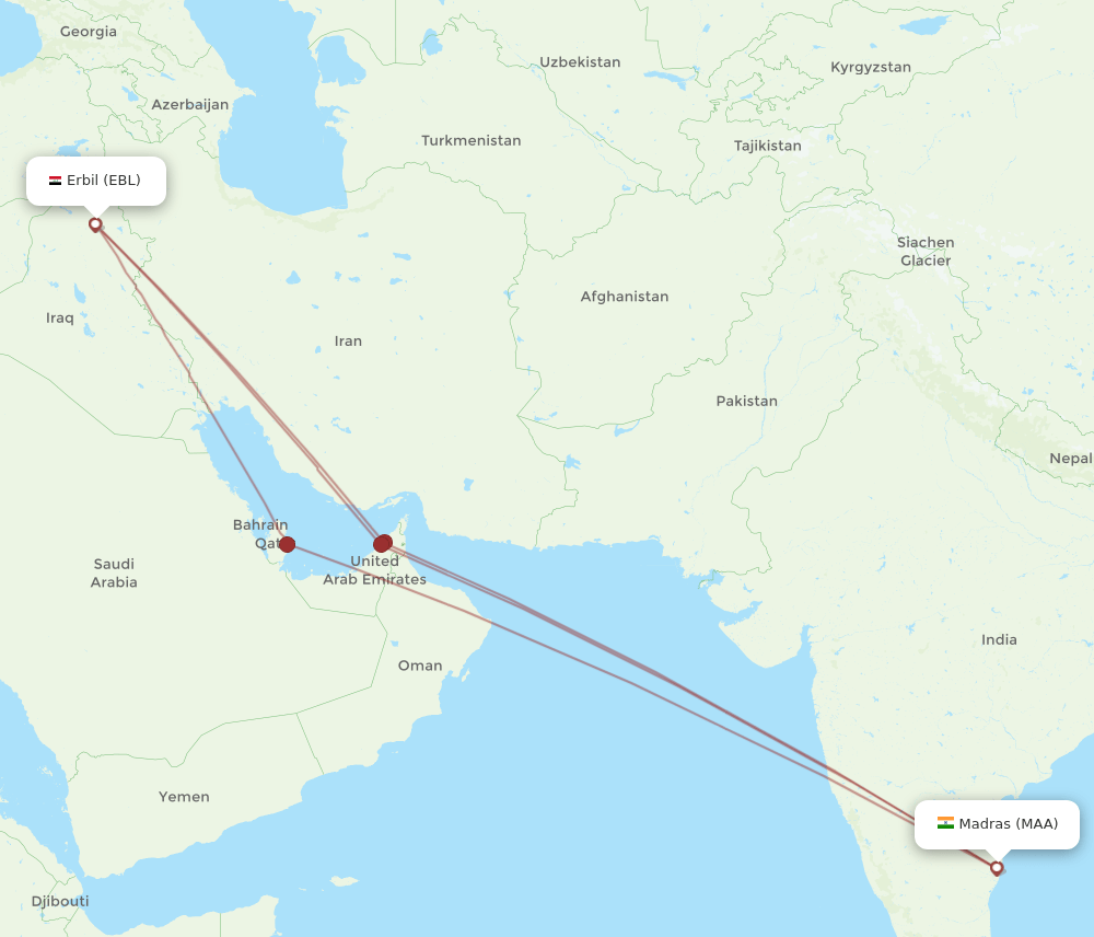 MAA-EBL flight routes