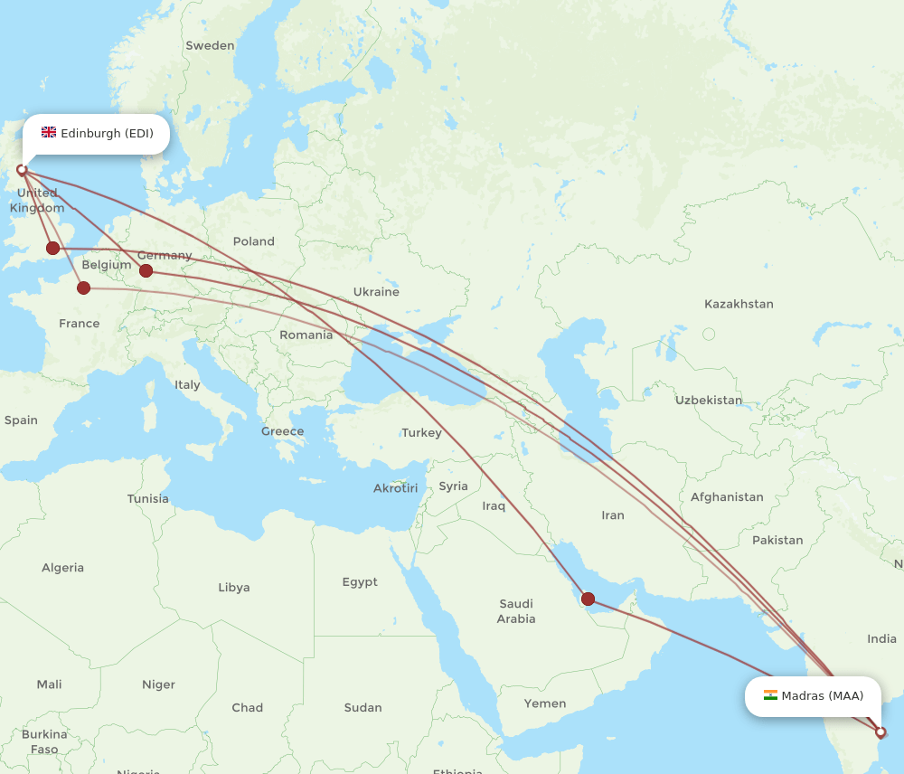 MAA-EDI flight routes
