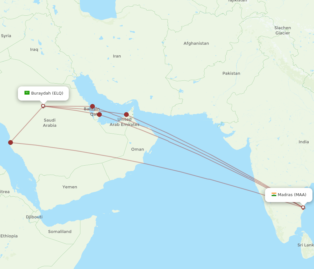 MAA-ELQ flight routes