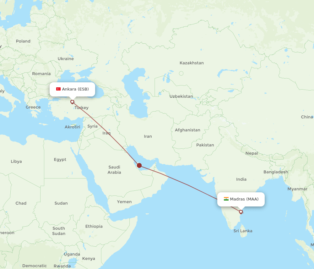 MAA-ESB flight routes
