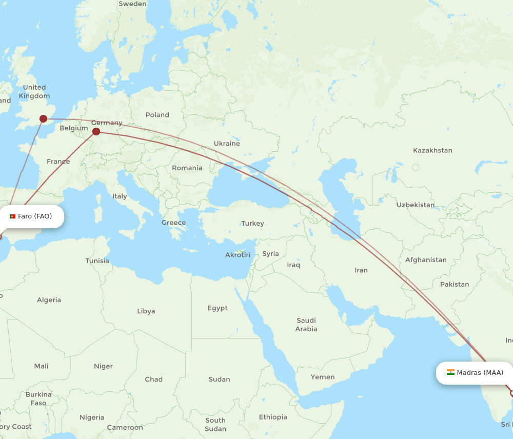 MAA to FAO flights and routes map