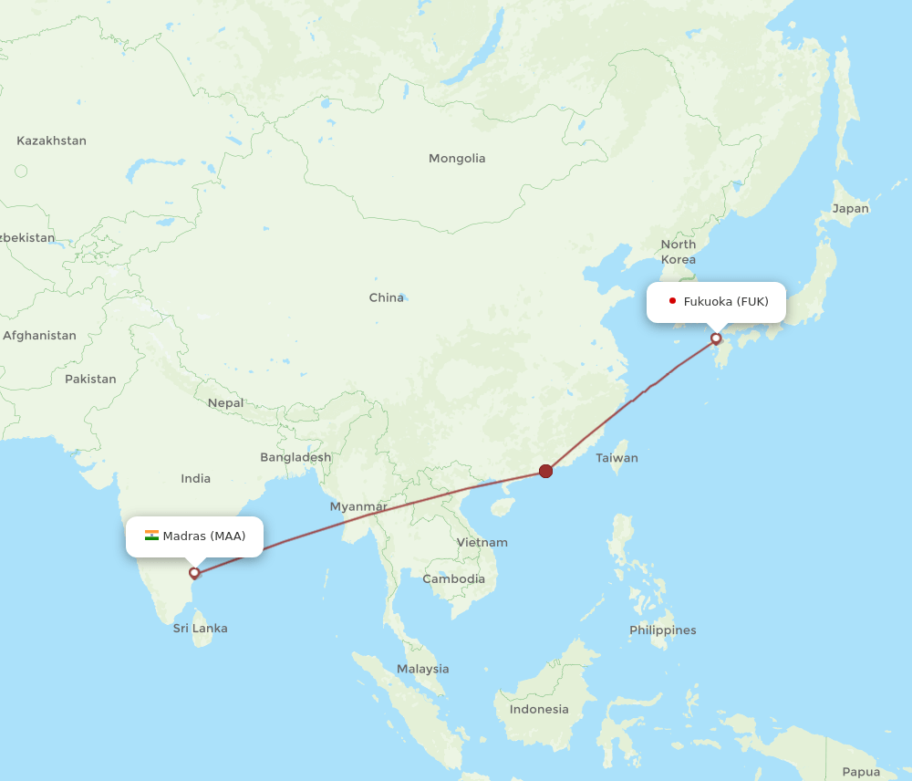 MAA-FUK flight routes