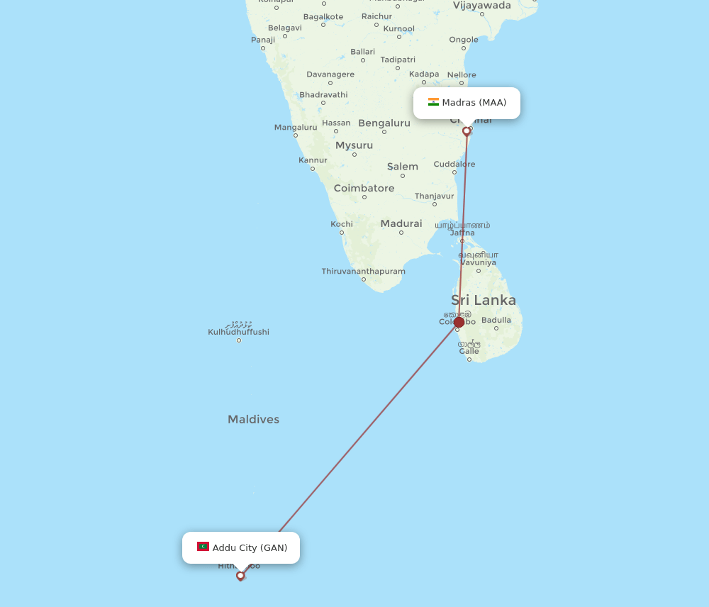 MAA to GAN flights and routes map