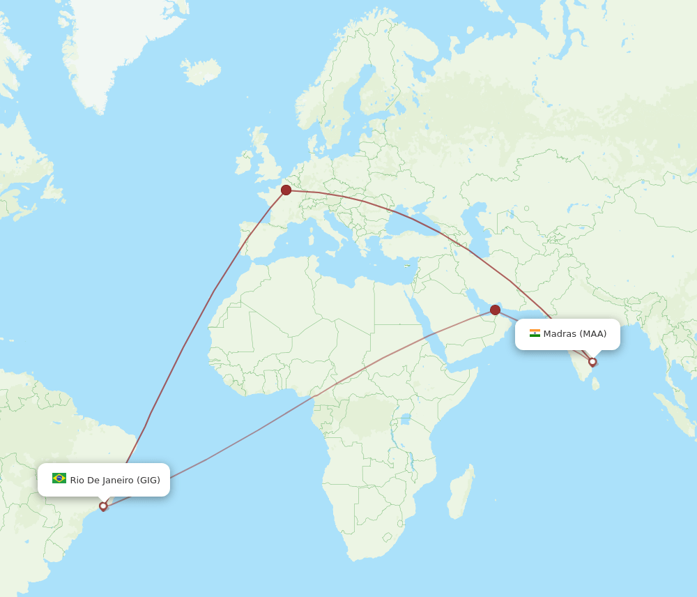 MAA-GIG flight routes