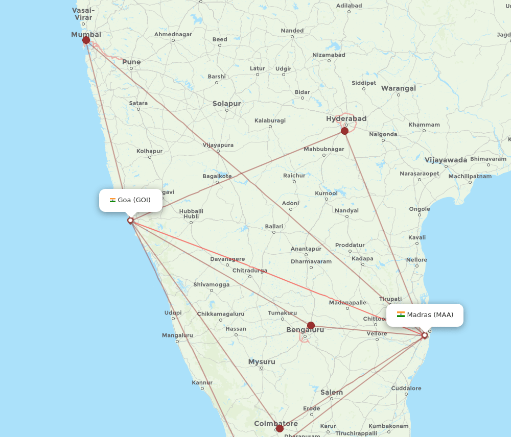MAA-GOI flight routes