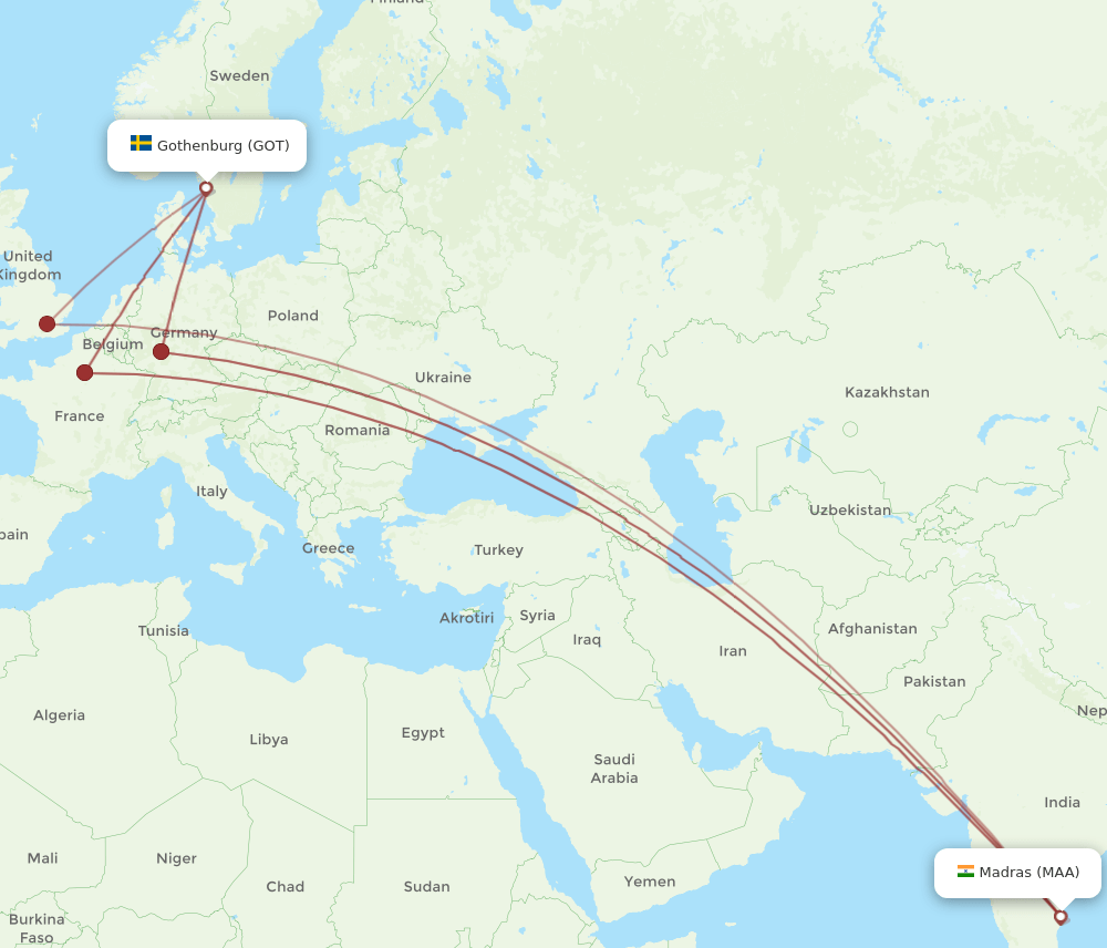 MAA-GOT flight routes