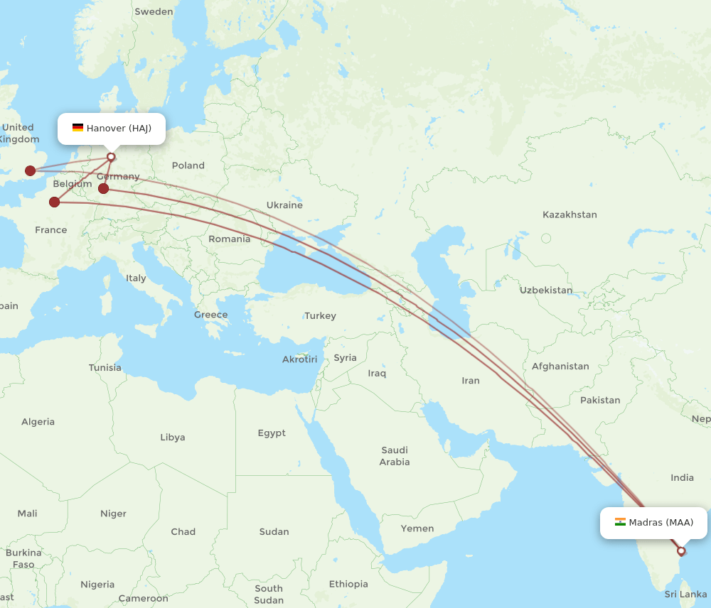 MAA-HAJ flight routes