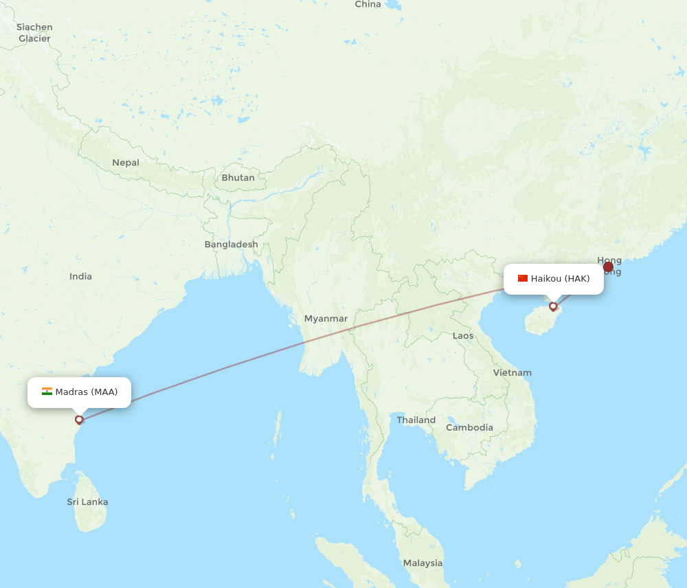 MAA-HAK flight routes