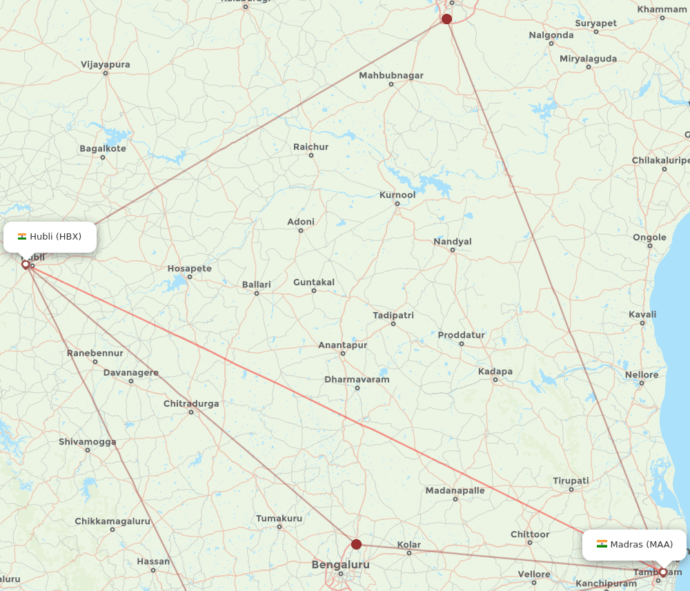 MAA-HBX flight routes