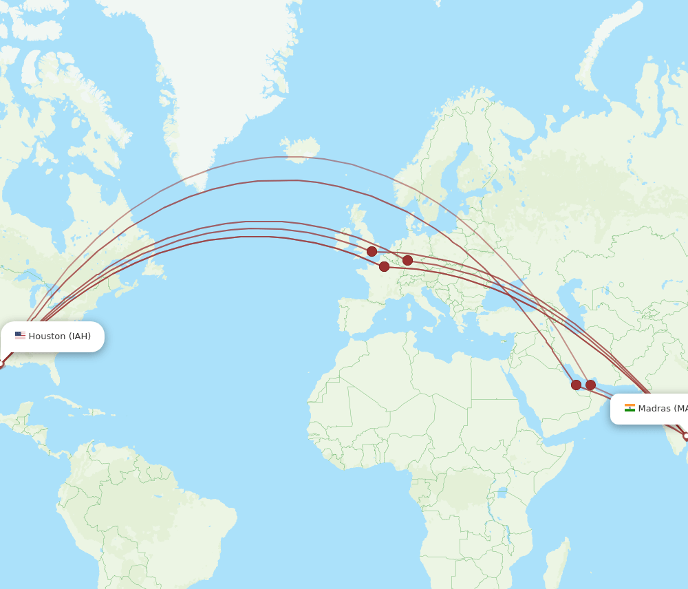 MAA-IAH flight routes