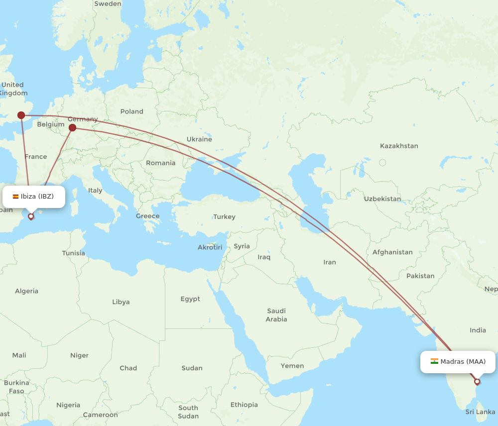 MAA-IBZ flight routes