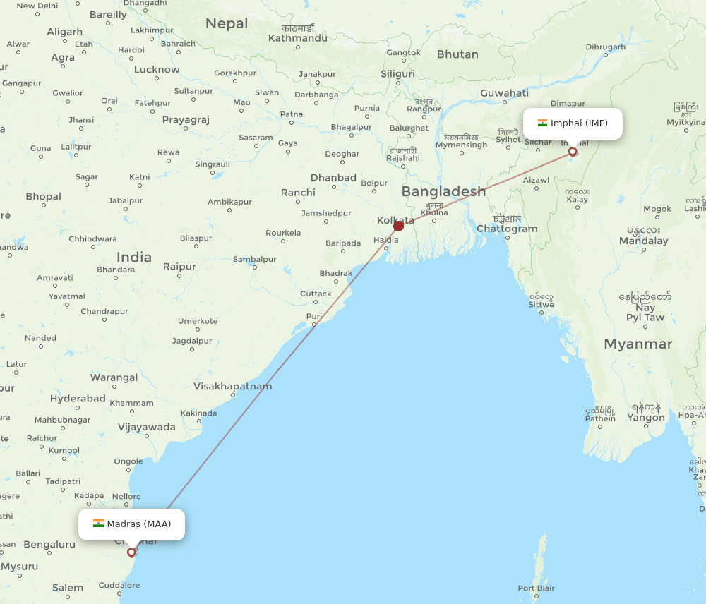 MAA to IMF flights and routes map