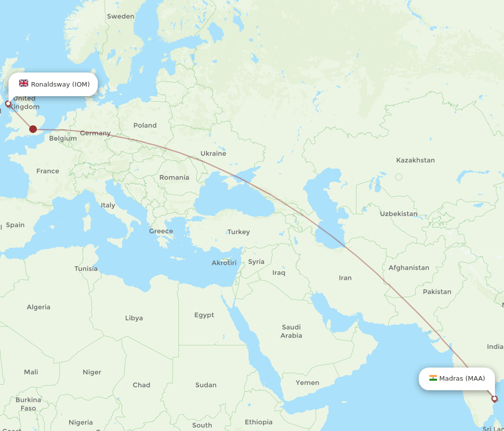 MAA-IOM flight routes