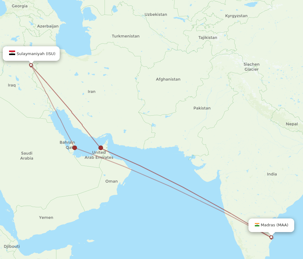 MAA-ISU flight routes
