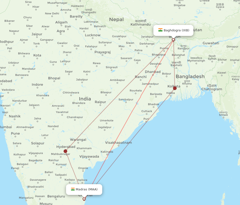 MAA-IXB flight routes