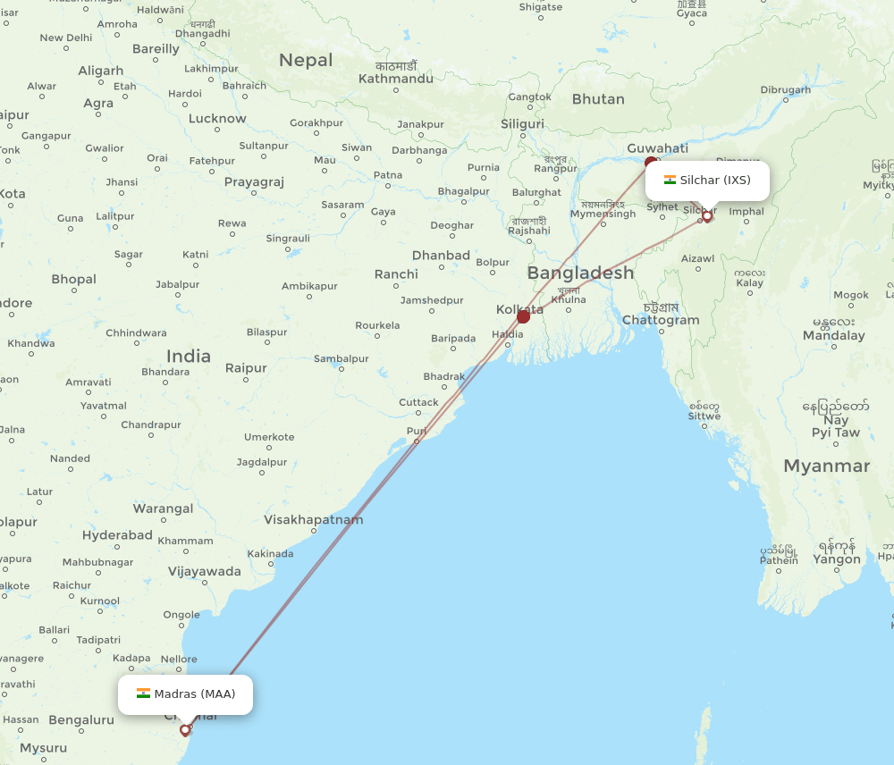 MAA to IXS flights and routes map