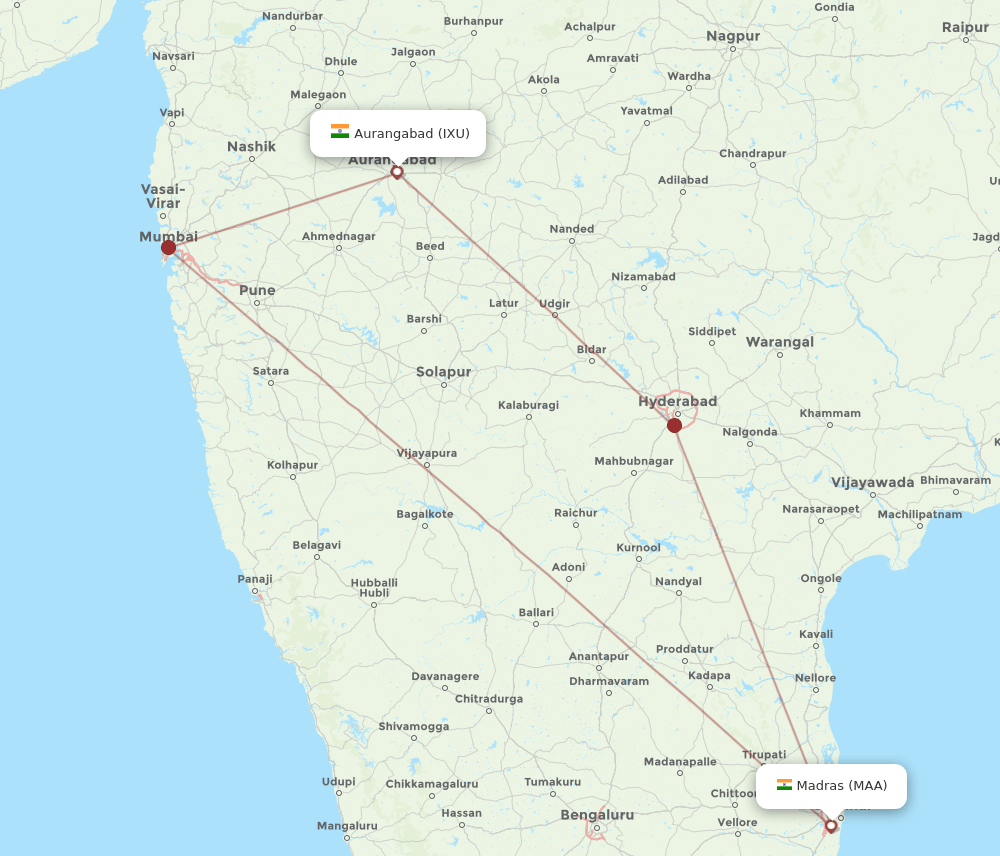 MAA-IXU flight routes