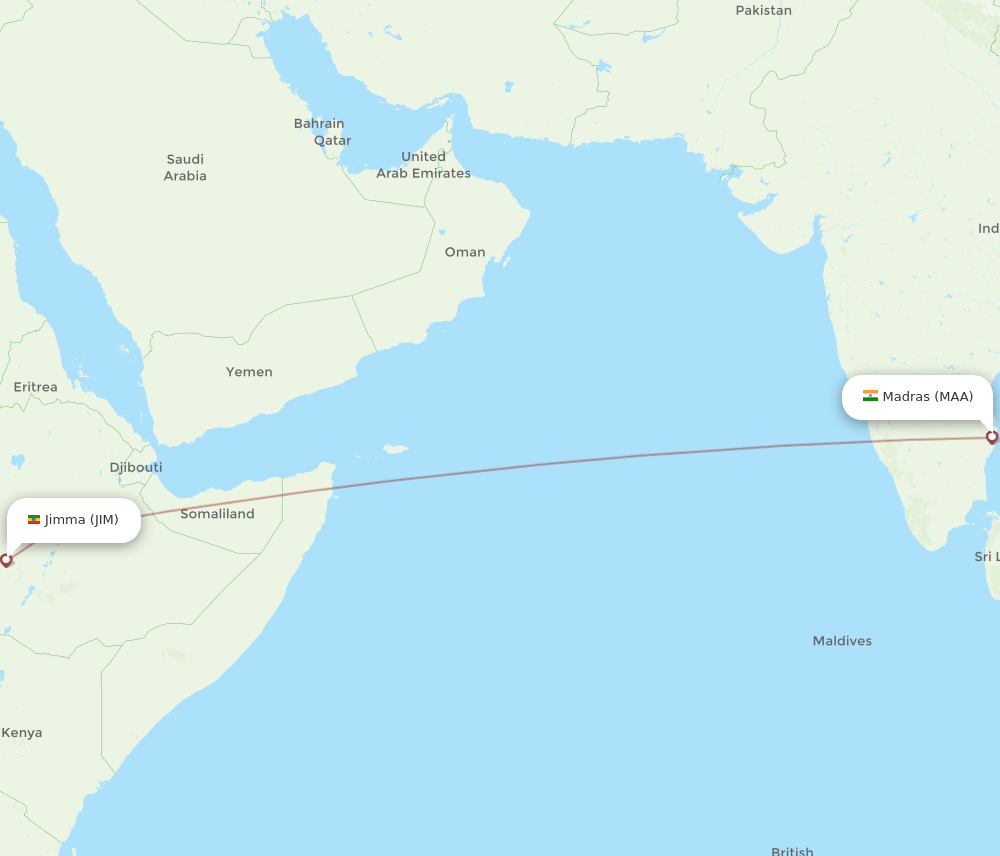 MAA-JIM flight routes