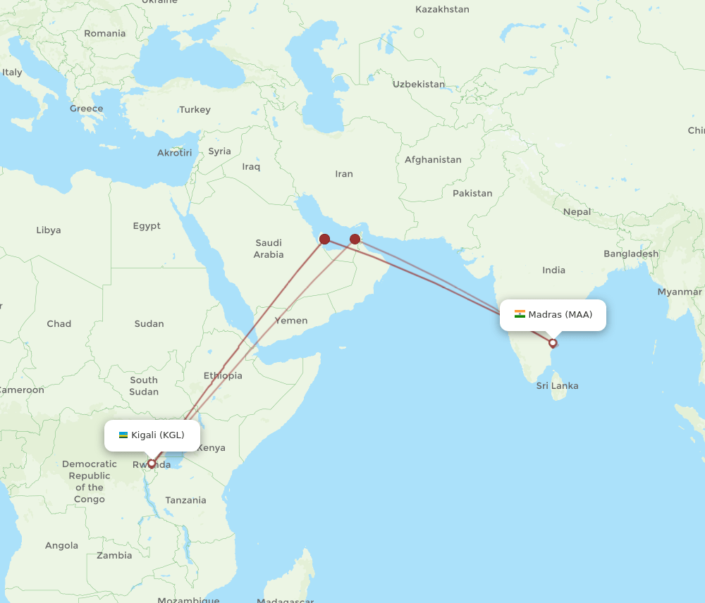 MAA-KGL flight routes
