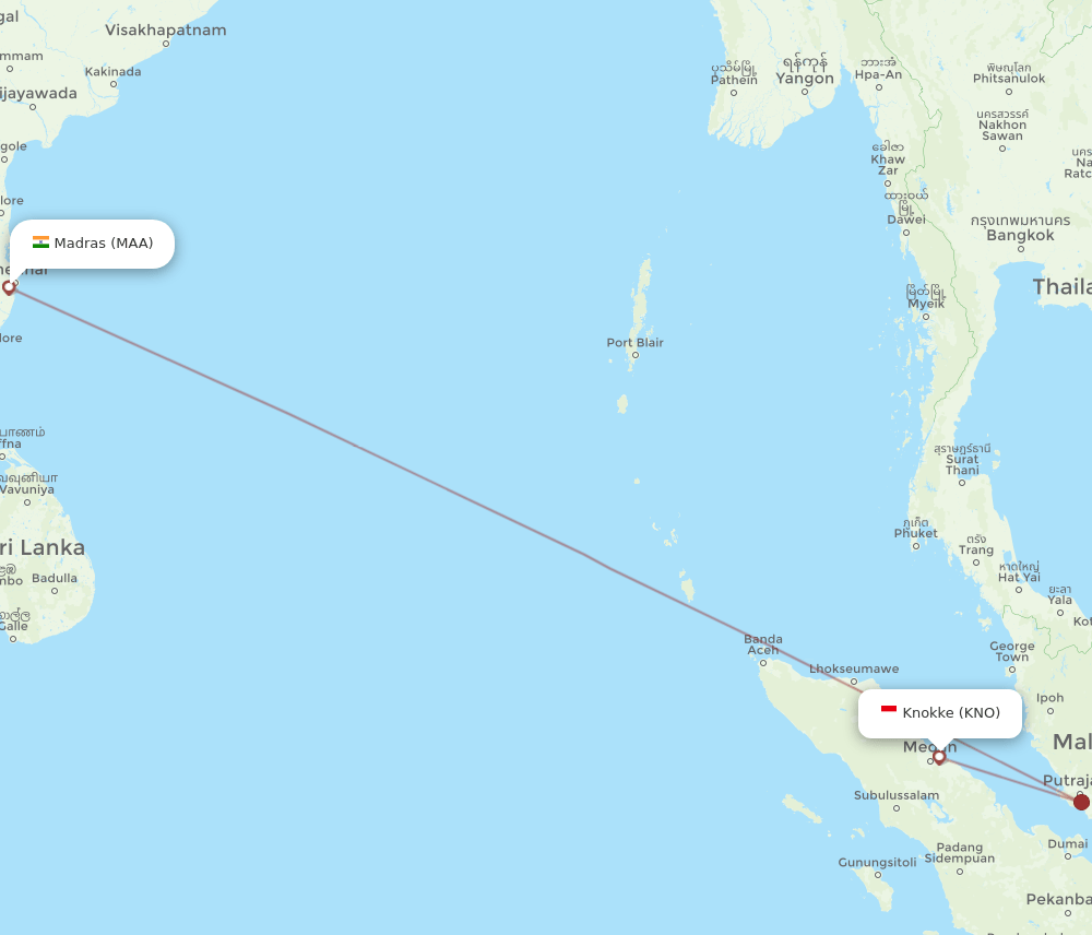 MAA-KNO flight routes
