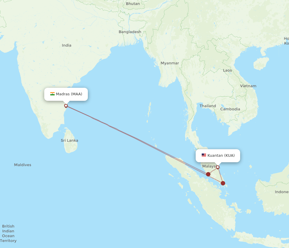 MAA-KUA flight routes