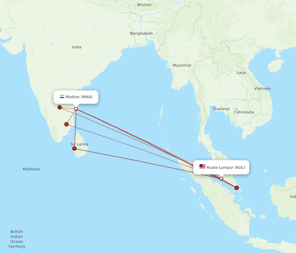 MAA-KUL flight routes
