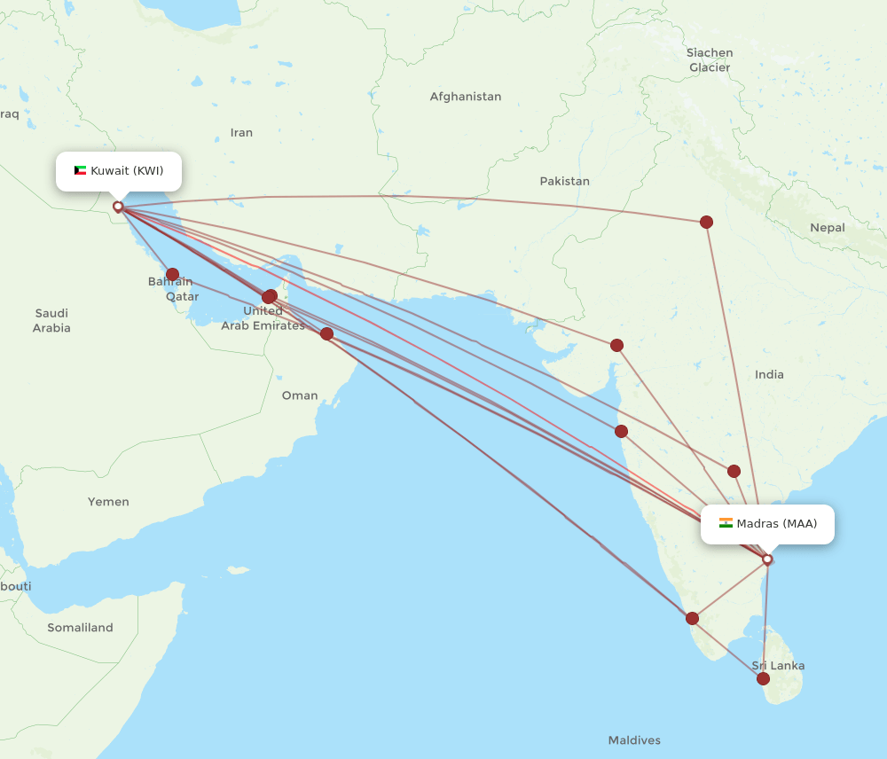 MAA-KWI flight routes