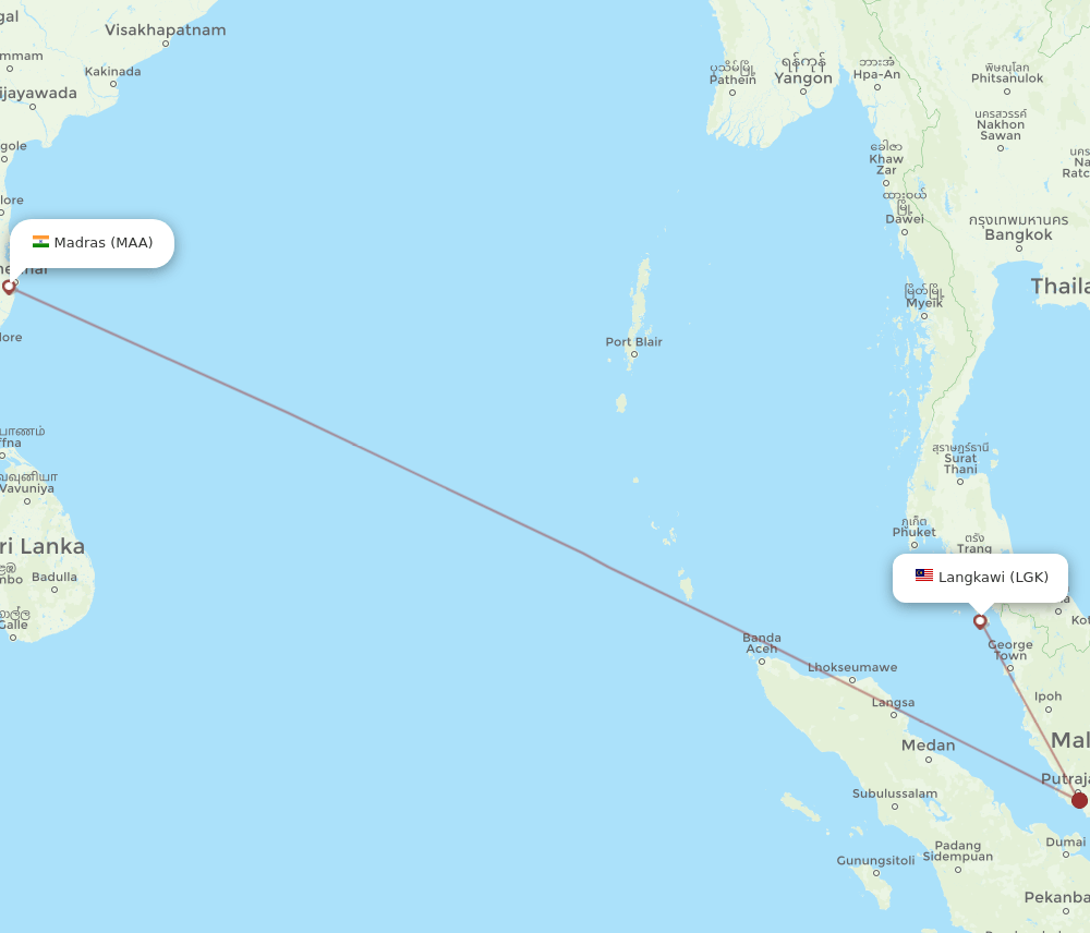 MAA-LGK flight routes