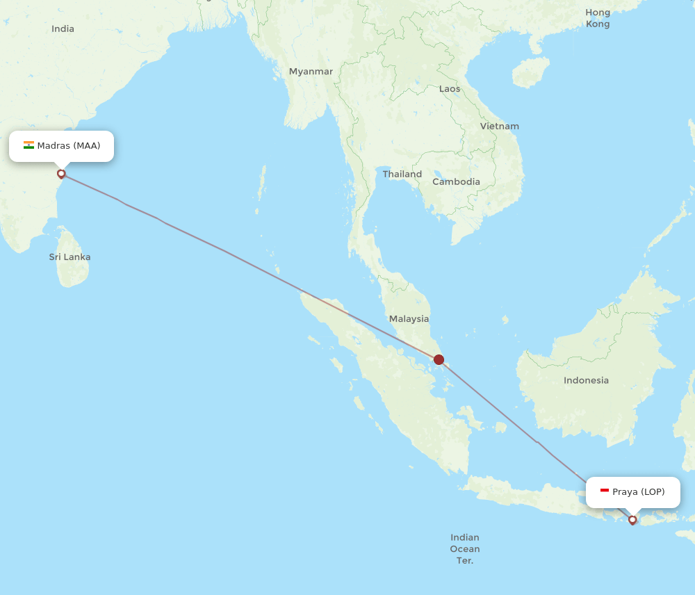 MAA-LOP flight routes