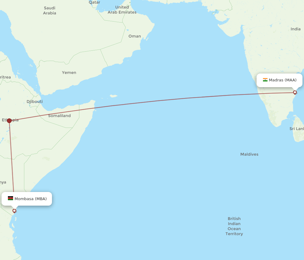 MAA-MBA flight routes
