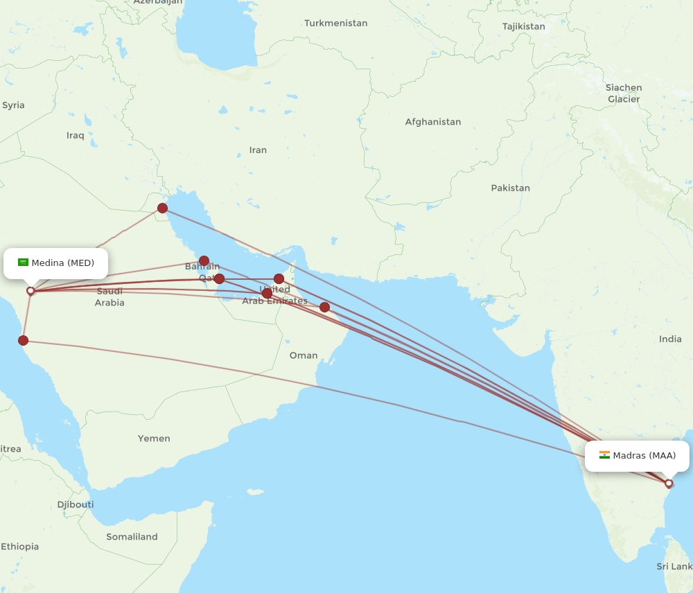 MAA-MED flight routes
